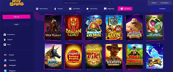 Royspins Casino — App herunterladen & registrieren